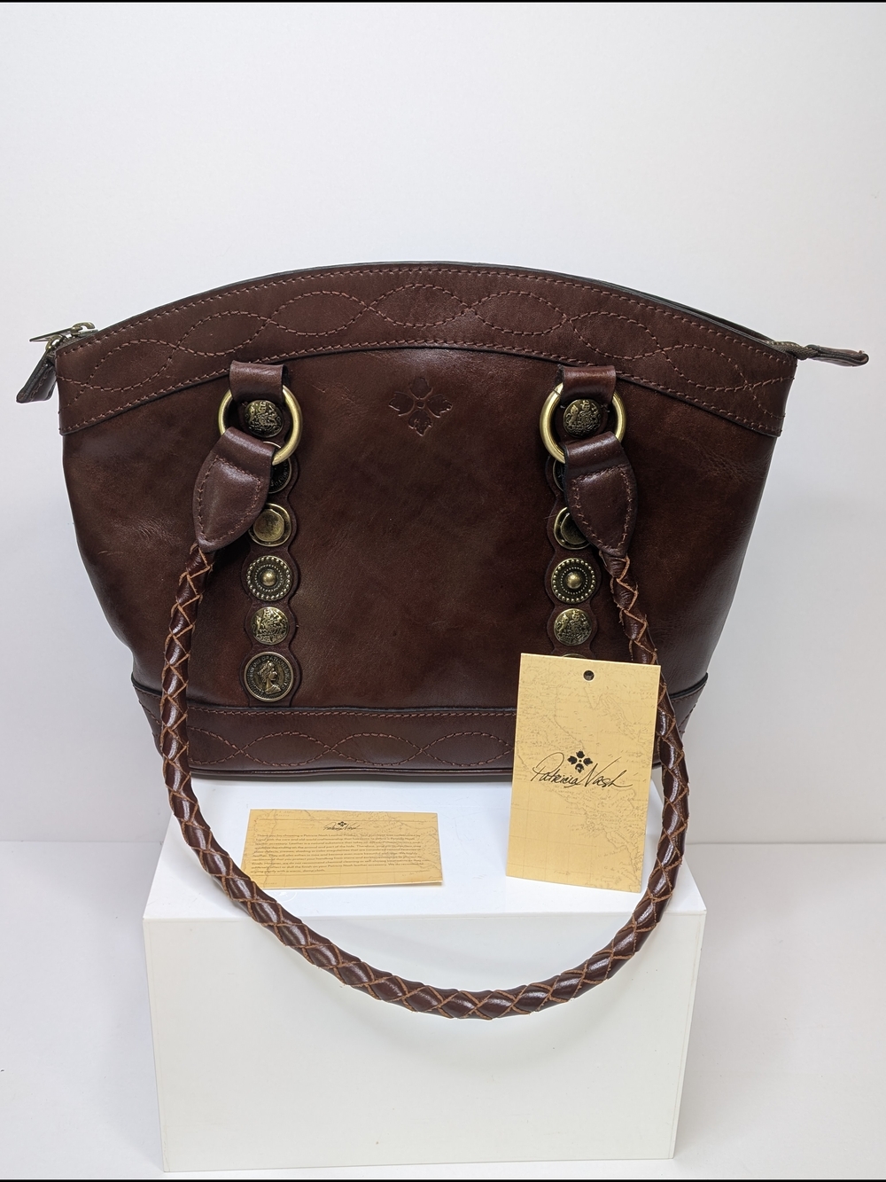 Patricia Nash Renaissance Coin Zorita Brown Leather Shoulder Bag Purse P03176